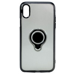 iPhone X (Ten) 360 Neon Rotating Ring Stand Hybrid Case with Metal Plate (Smoke)